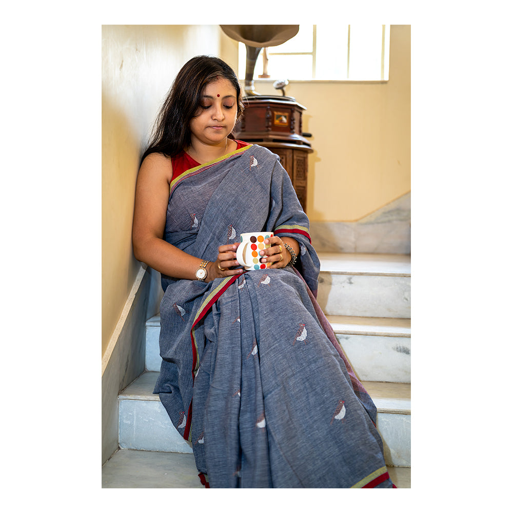 SPARROW JAMDANI GREY SAREE