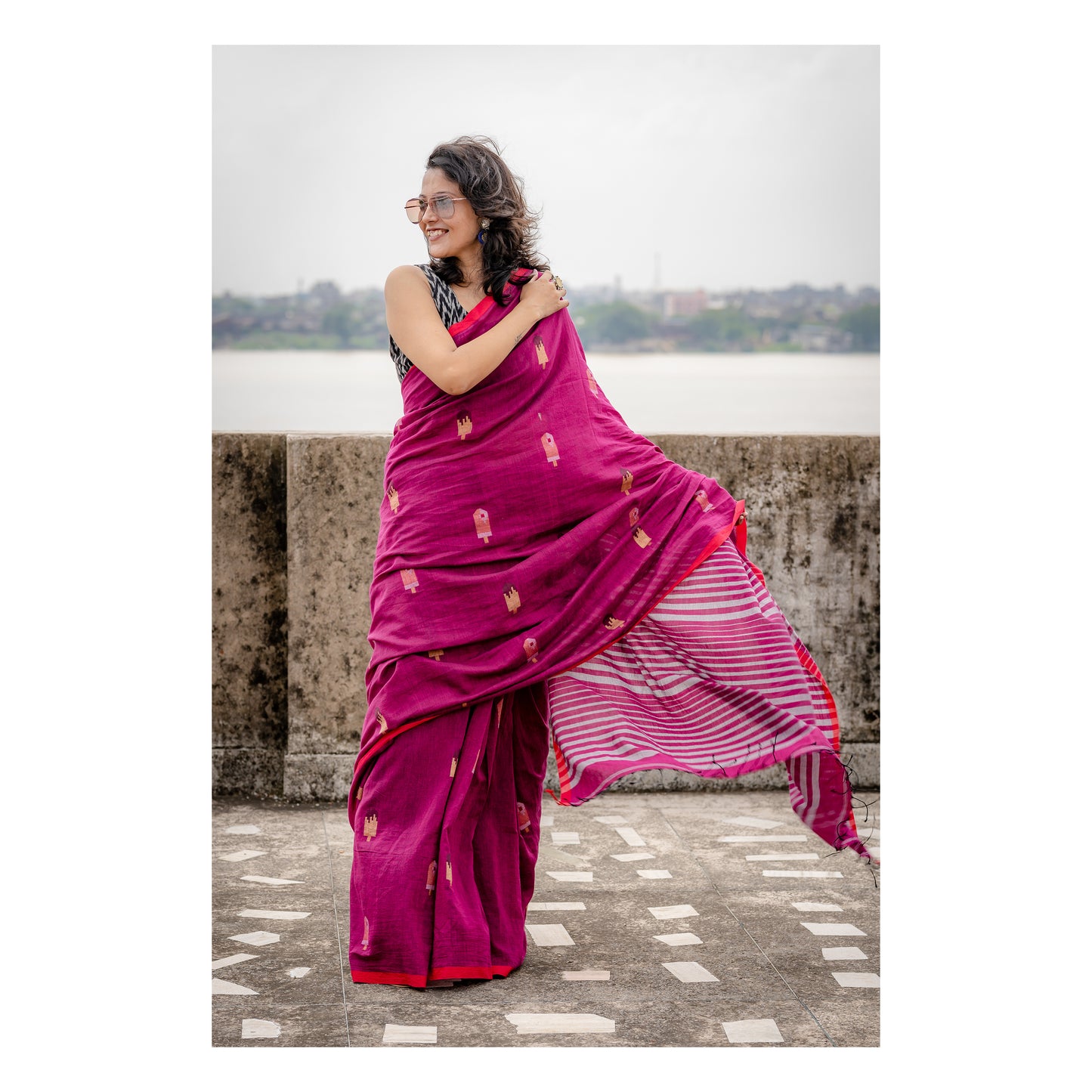 ICE-CREAM JAMDANI WINE SAREE