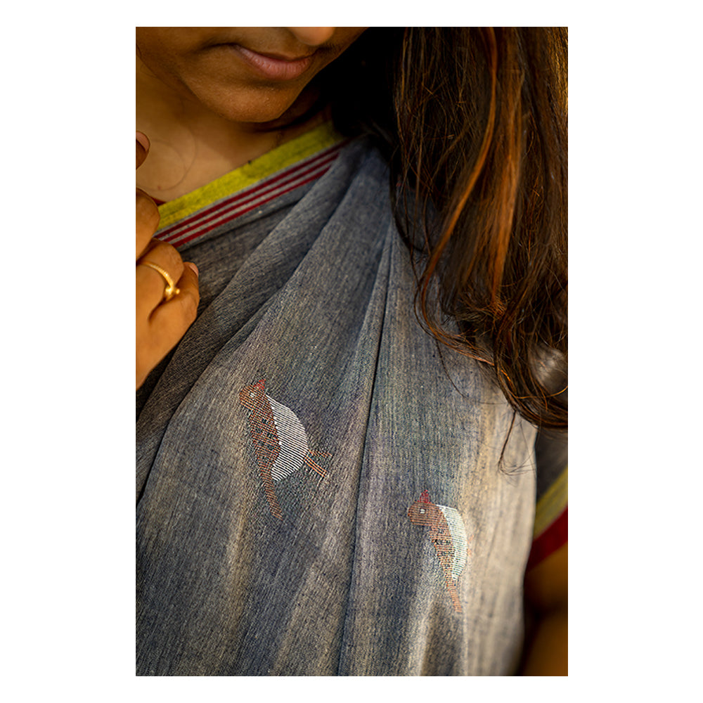 SPARROW JAMDANI GREY SAREE
