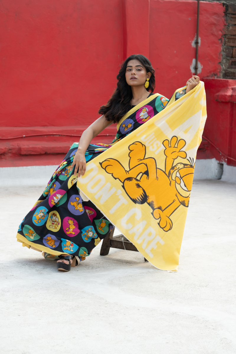 Garfield saree Black