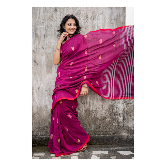 ICE-CREAM JAMDANI WINE SAREE