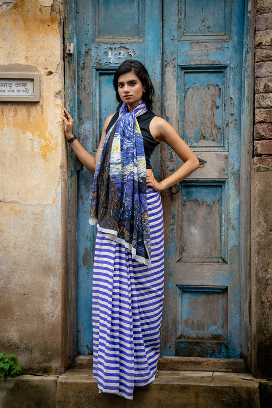 Starry Night Blue Stripe