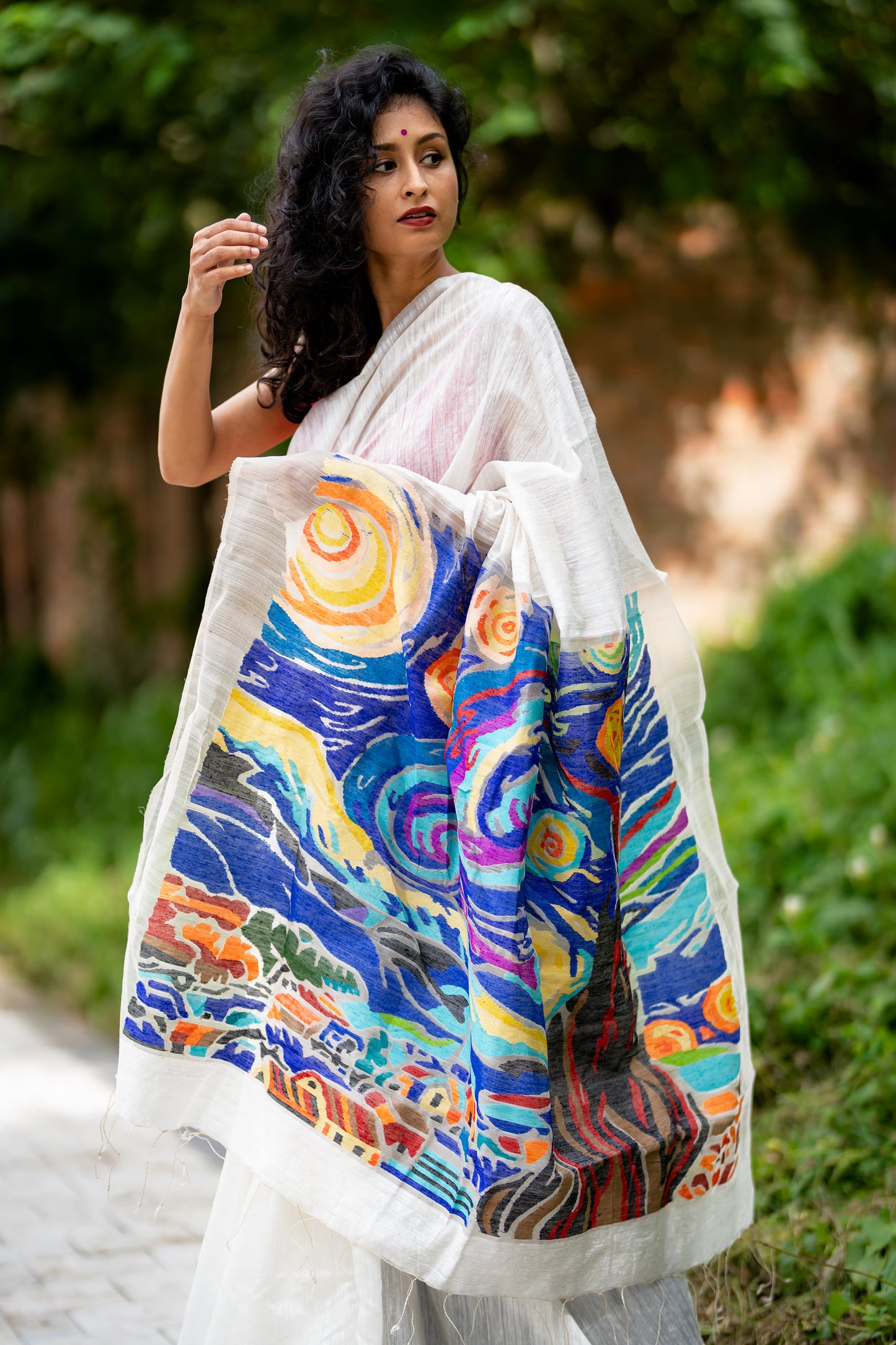 STARRY NIGHT WHITE SAREE