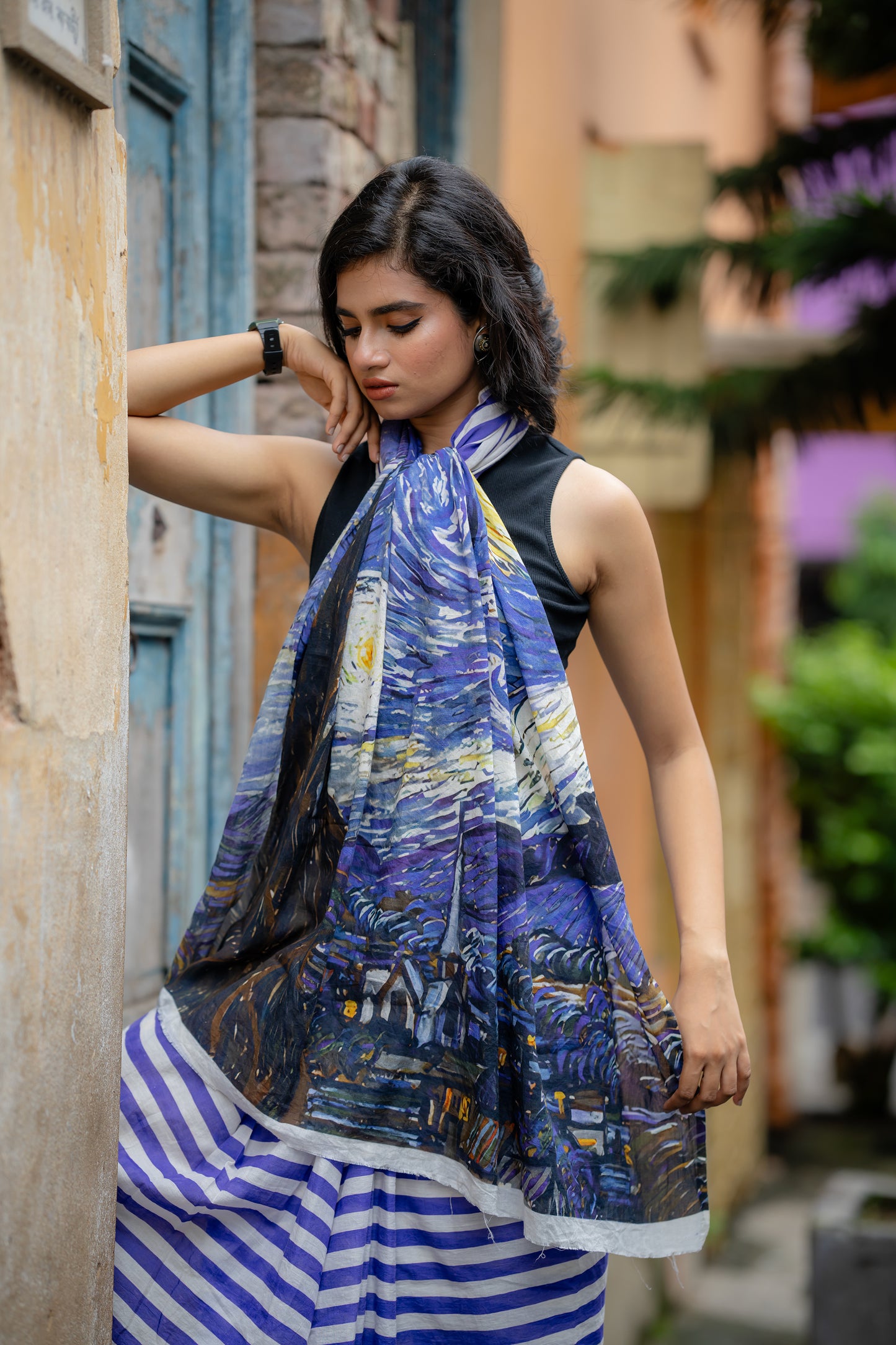 Starry Night Blue Stripe