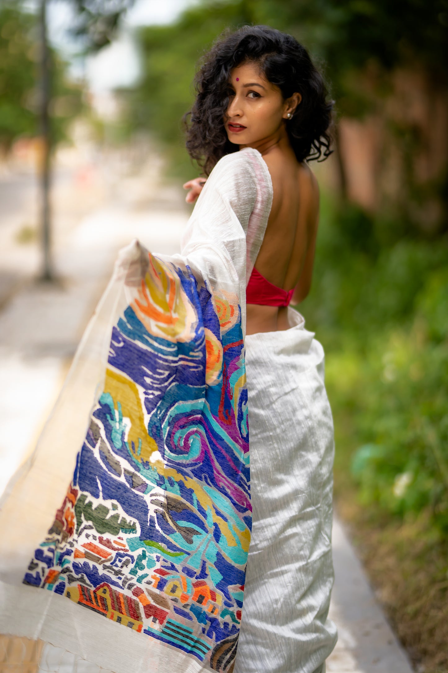 STARRY NIGHT WHITE SAREE