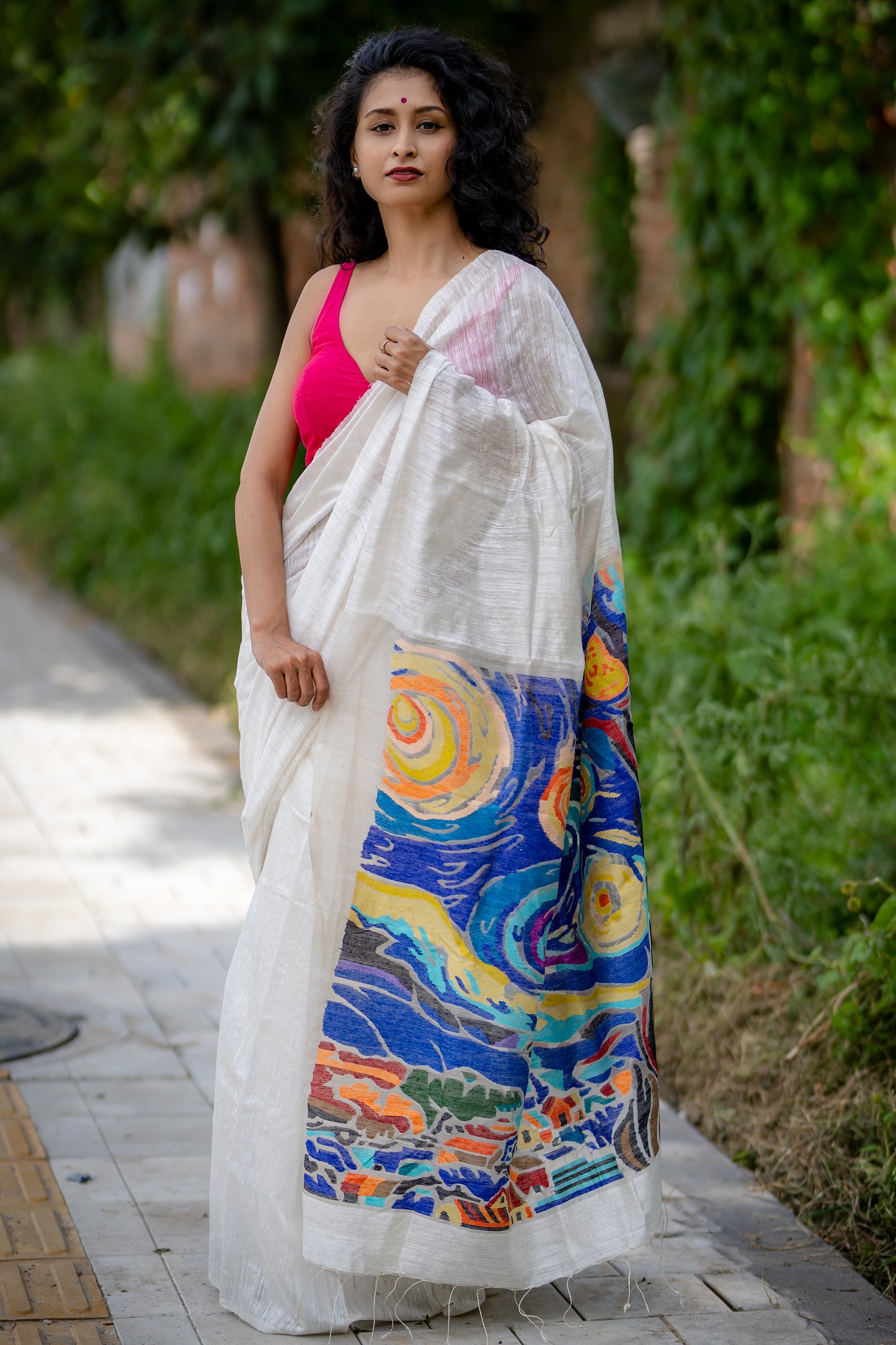 STARRY NIGHT WHITE SAREE