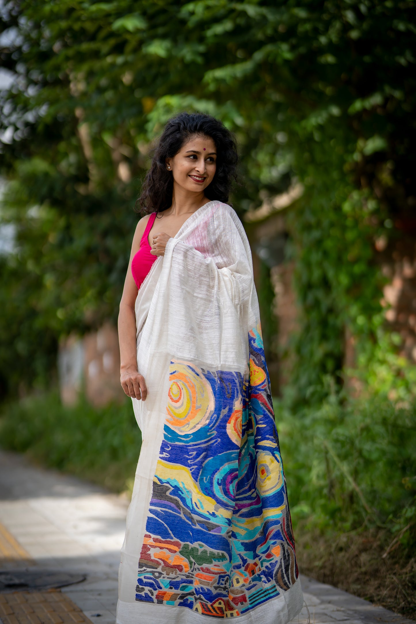 STARRY NIGHT WHITE SAREE