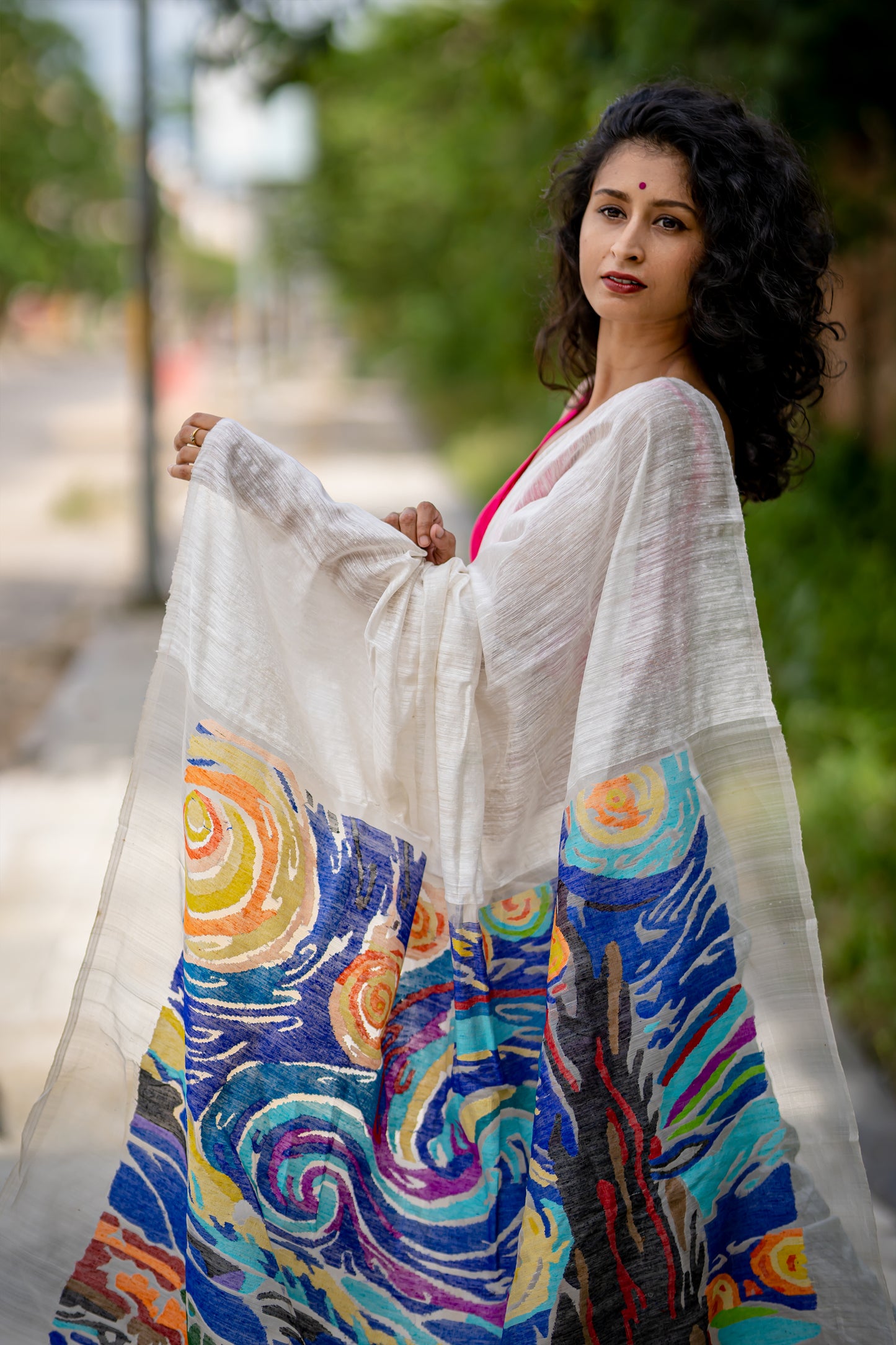 STARRY NIGHT WHITE SAREE