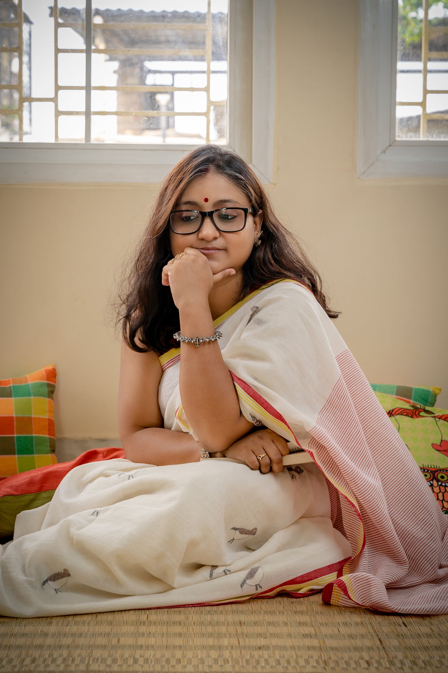 SPARROW JAMDANI WHITE SAREE