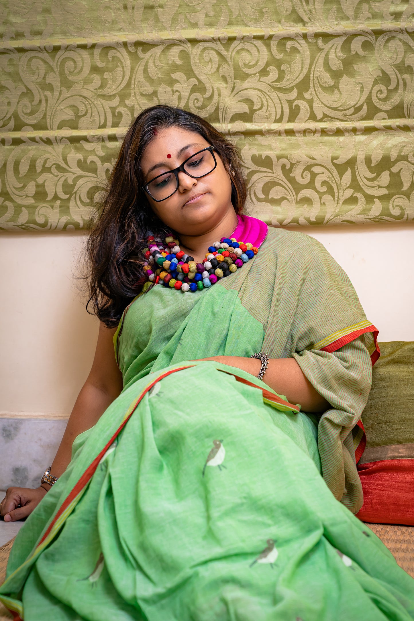 SPARROW JAMDANI MINT GREEN SAREE