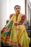 FRIDA IN BOUGAINVILLE GARDEN LIME
 GREEN SAREE