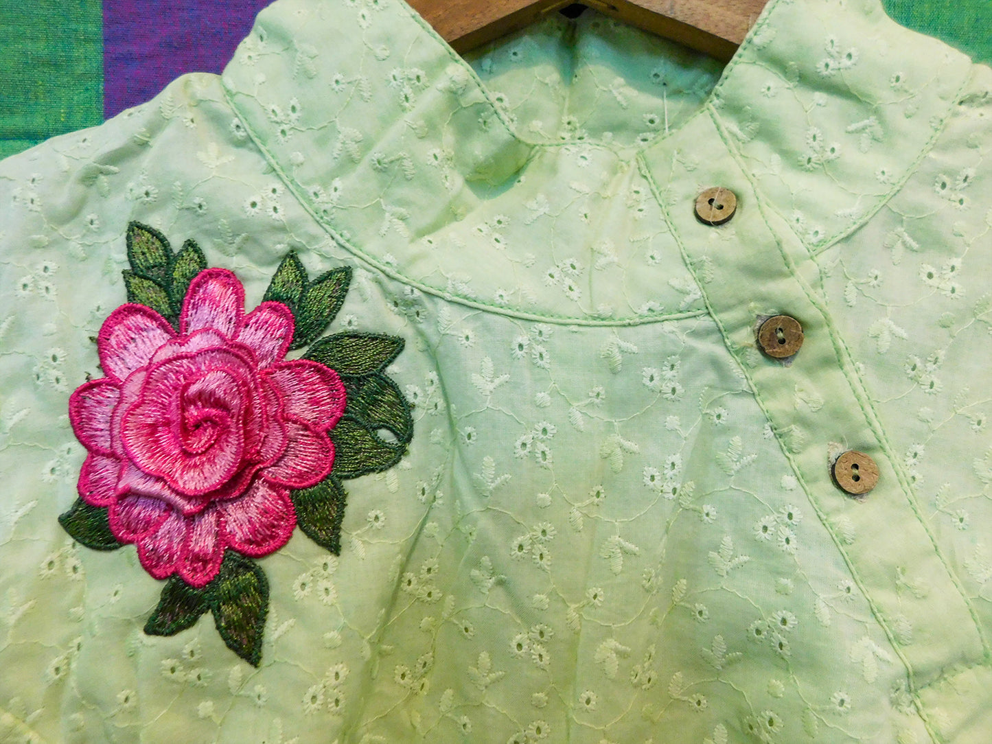 HAKOBA ROSE CROP TOP - MINT GREEN