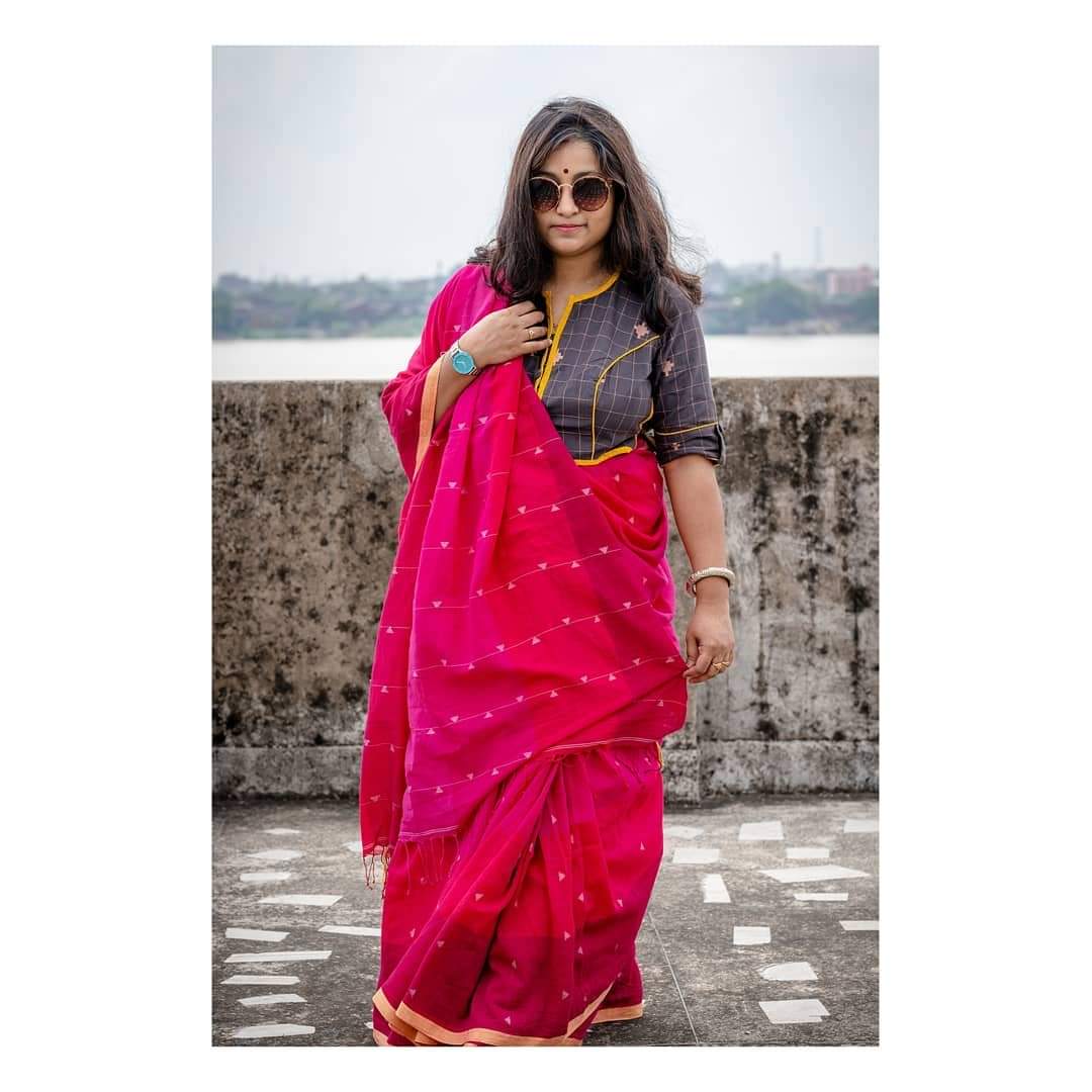 FUCHIA LOVE JAMDANI SAREE